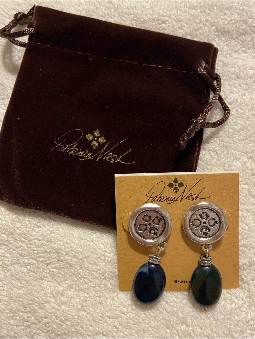 NWT Patricia Nash Blue agate Teardrop Drop Earrings